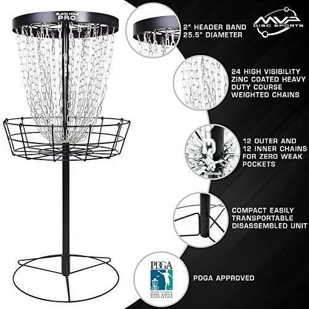 MVP Black Hole Pro 24 - Chain Portable Disc Golf Basket Target